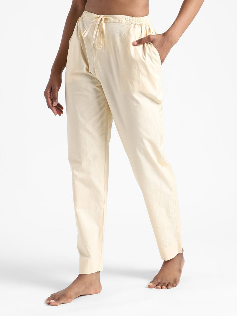 Buy Organic Cotton & Natural Dyed Womens Rust Cream Color Slim Fit Pants | Shop Verified Sustainable Products on Brown Living