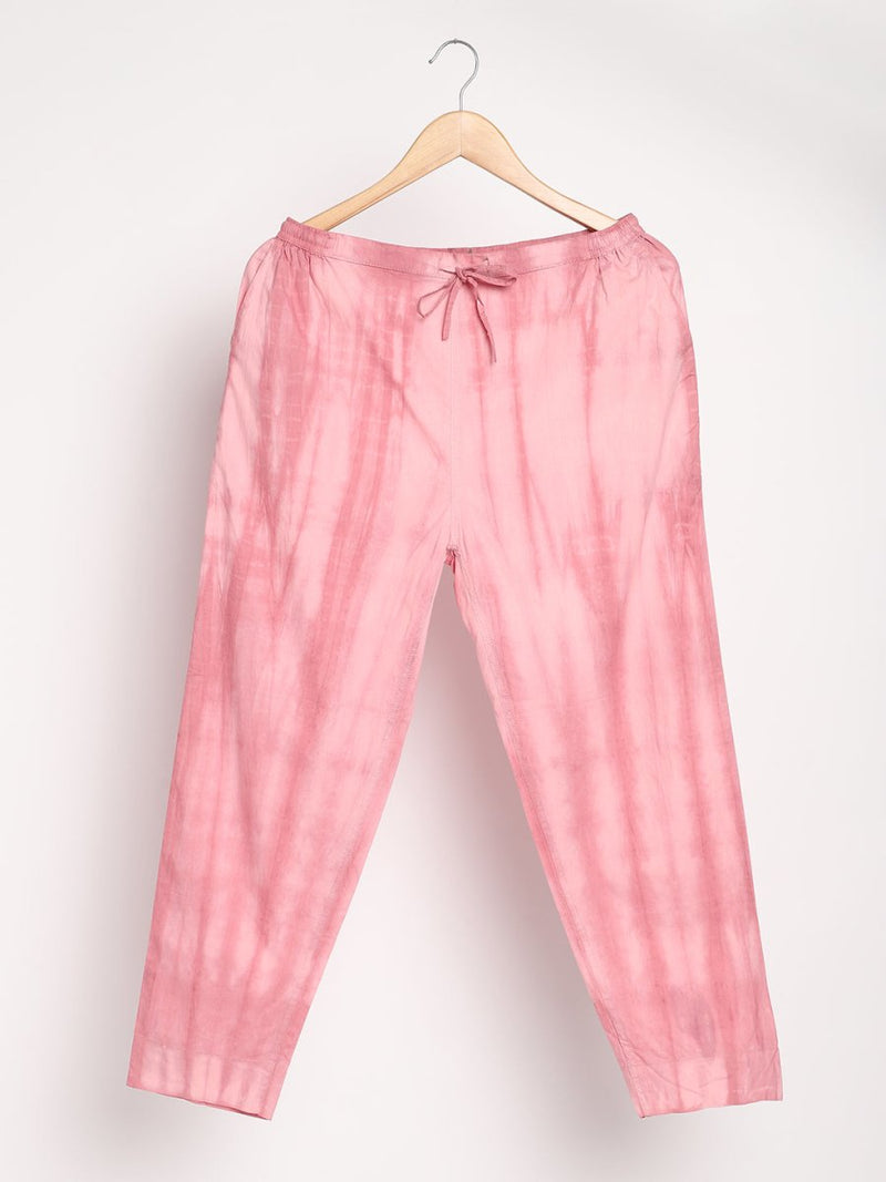 Buy Organic Cotton & Natural Tie & Dye Womens Earth Pink Color Slim Fit Pants | Shop Verified Sustainable Products on Brown Living