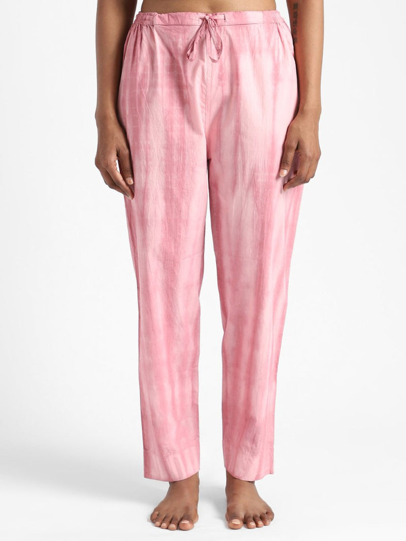 Buy Organic Cotton Tie & Dye Earth Pink Color Slim Fit Pants | Shop Verified Sustainable Womens Pants on Brown Living™