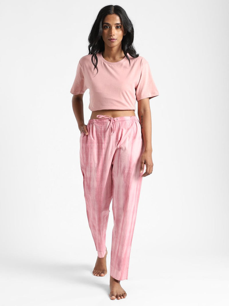Buy Organic Cotton Tie & Dye Earth Pink Color Slim Fit Pants | Shop Verified Sustainable Womens Pants on Brown Living™