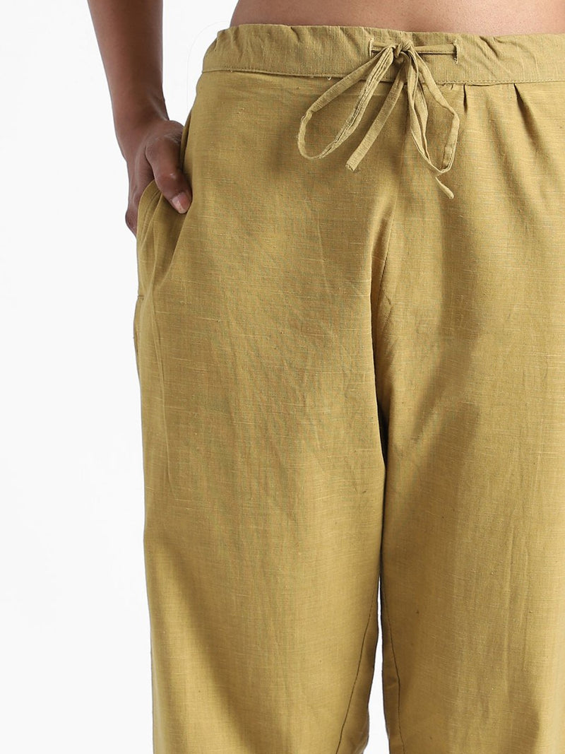 Buy Organic Cotton & Naturally Dyed Hand Spun & Hand Woven Womens Henna Green Pants | Shop Verified Sustainable Products on Brown Living