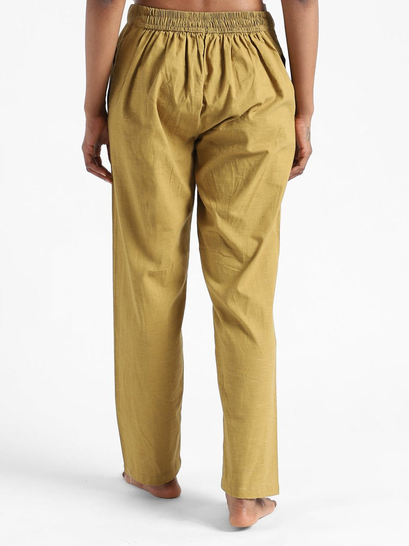 Buy Organic Cotton & Naturally Dyed Hand Spun & Hand Woven Womens Henna Green Pants | Shop Verified Sustainable Womens Pants on Brown Living™