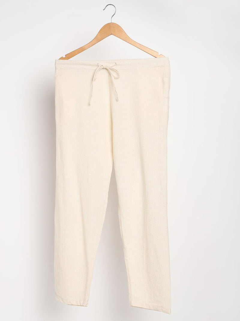 Buy Organic Cotton & Naturally Dyed Hand Spun & Hand Woven Womens Natural White Pants | Shop Verified Sustainable Products on Brown Living