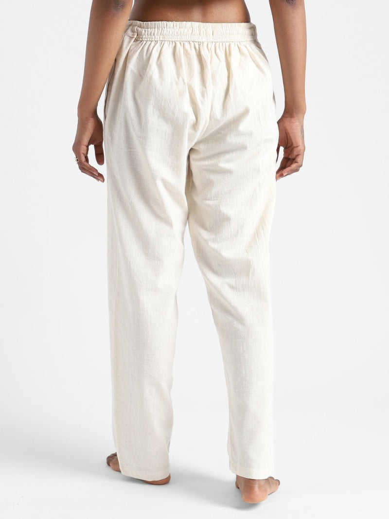 Buy Organic Cotton & Naturally Dyed Hand Spun & Hand Woven Womens Natural White Pants | Shop Verified Sustainable Products on Brown Living