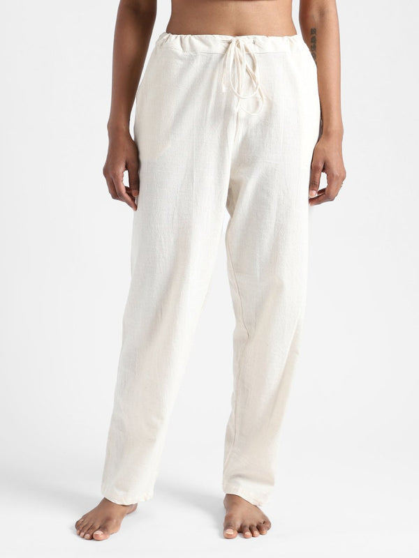 Buy Organic Cotton & Naturally Dyed Hand Spun & Hand Woven Womens Natural White Pants | Shop Verified Sustainable Womens Pants on Brown Living™