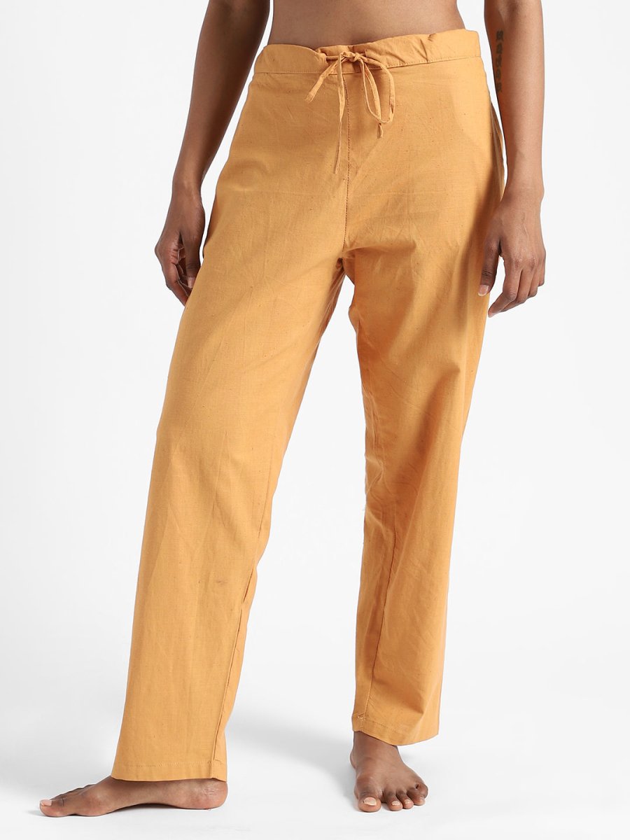 Pomo Orange Pants - Hand Spun & Hand Woven - Organic Cotton & Naturally Dyed | Verified Sustainable by Brown Living™