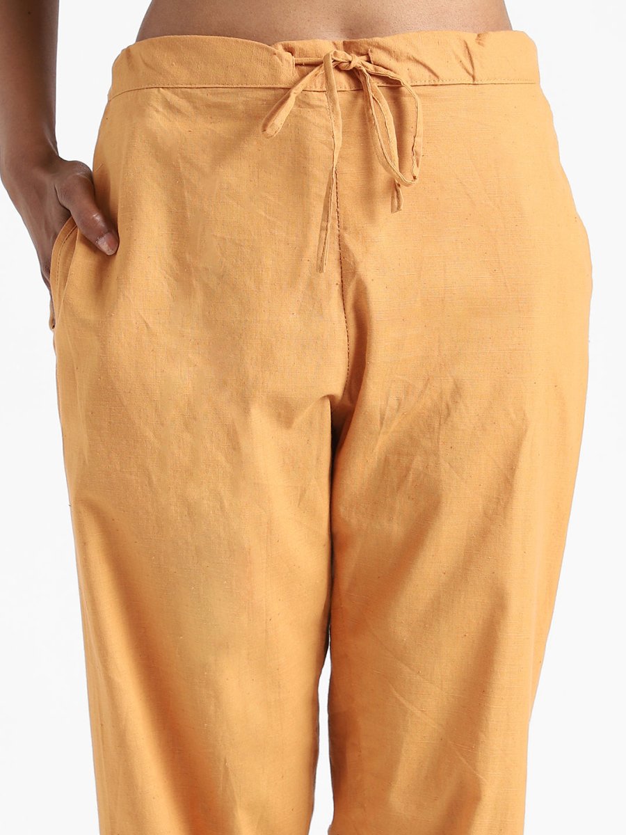 Pomo Orange Pants - Hand Spun & Hand Woven - Organic Cotton & Naturally Dyed | Verified Sustainable by Brown Living™