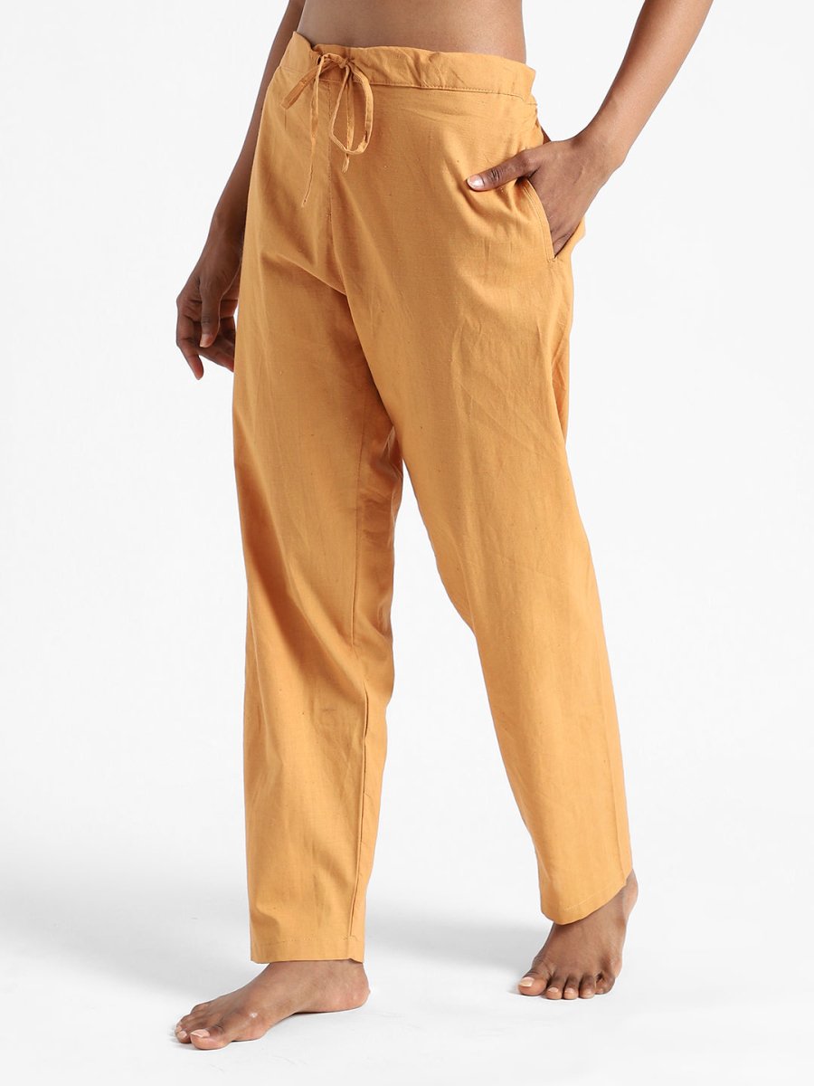 Pomo Orange Pants - Hand Spun & Hand Woven - Organic Cotton & Naturally Dyed | Verified Sustainable by Brown Living™