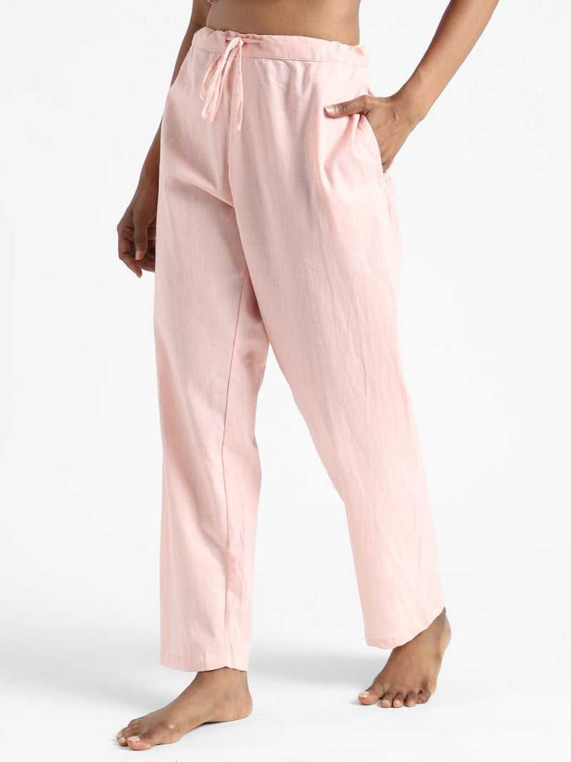 Buy Organic Cotton & Naturally Dyed Hand Spun & Hand Woven Womens Rose Pink Pants | Shop Verified Sustainable Products on Brown Living