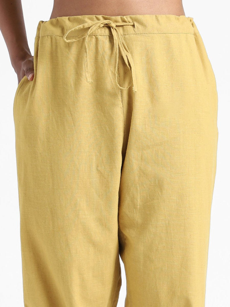 Buy Organic Cotton & Naturally Dyed Hand Spun & Hand Woven Womens Turmeric Yellow Pants | Shop Verified Sustainable Womens Pants on Brown Living™
