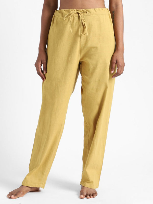 Buy Organic Cotton & Naturally Dyed Hand Spun & Hand Woven Womens Turmeric Yellow Pants | Shop Verified Sustainable Products on Brown Living