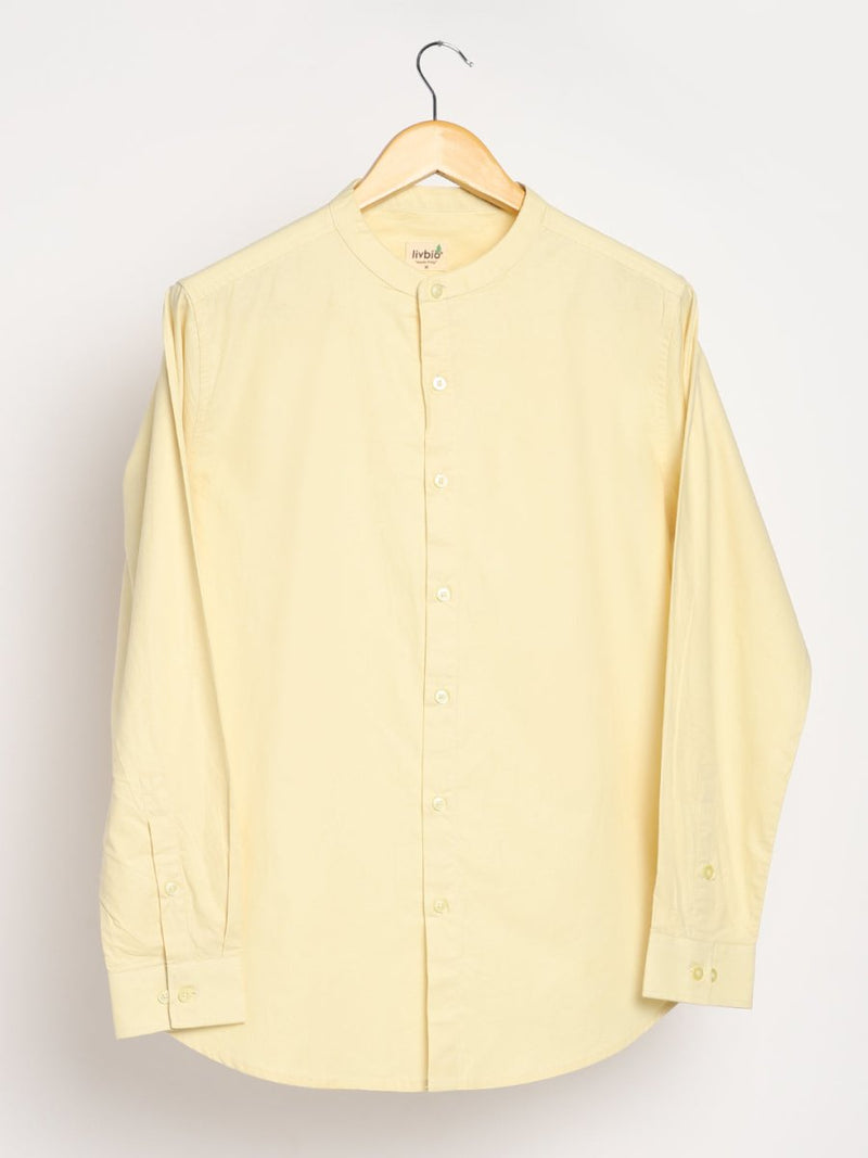 Buy Organic Cotton & Naturally Dyed Mens Round Neck Lemon Yellow Shirt | Shop Verified Sustainable Mens Shirt on Brown Living™