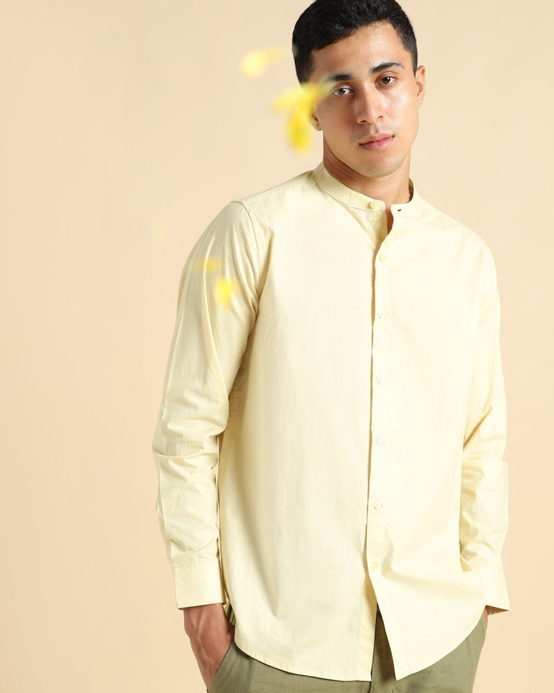 Buy Organic Cotton & Naturally Dyed Mens Round Neck Lemon Yellow Shirt | Shop Verified Sustainable Products on Brown Living