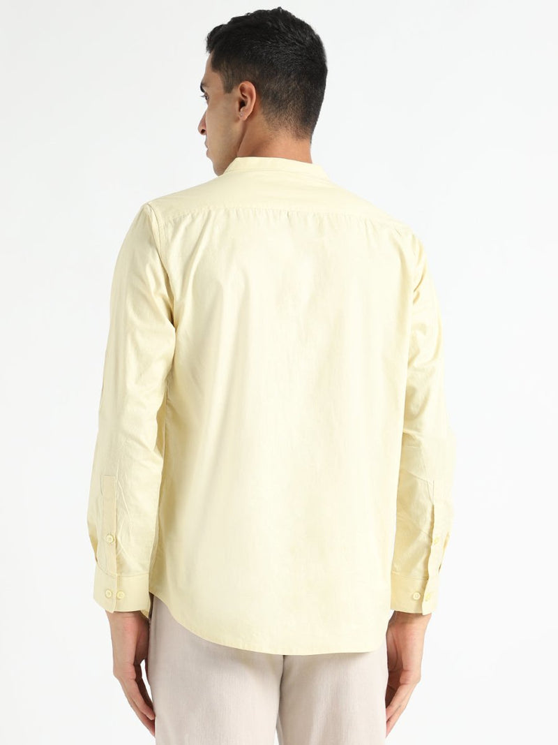 Buy Organic Cotton & Naturally Dyed Mens Round Neck Lemon Yellow Shirt | Shop Verified Sustainable Mens Shirt on Brown Living™