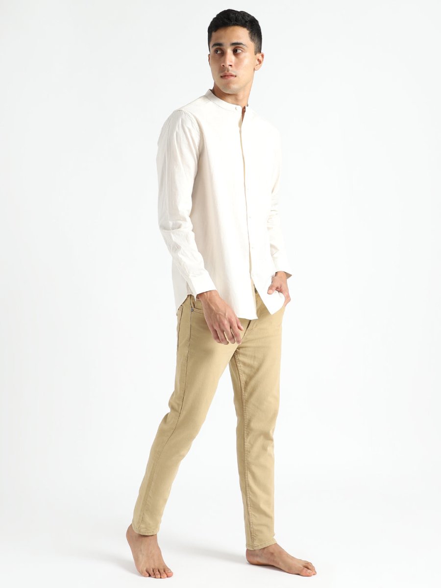 Light Cream Shirt - Organic Cotton & Naturally Dyed - Round Neck | Verified Sustainable by Brown Living™