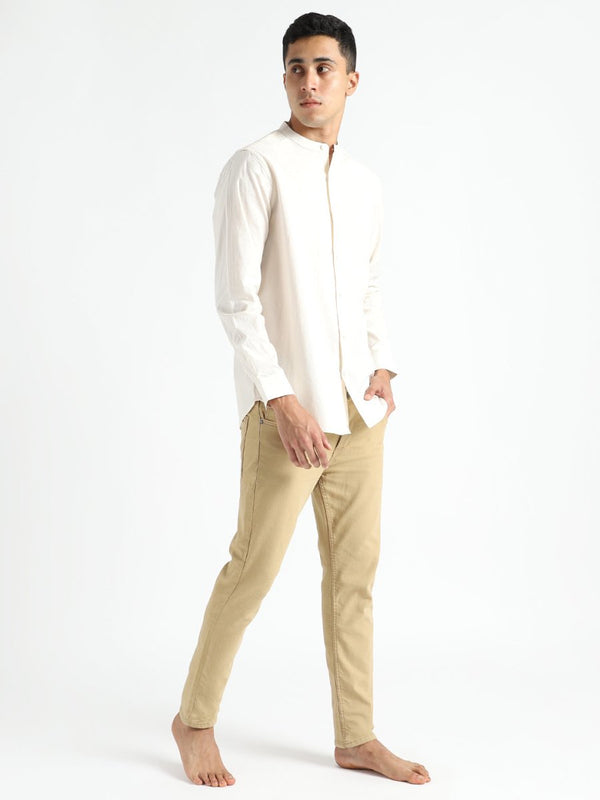 Buy Organic Cotton & Naturally Dyed Mens Round Neck Light Cream Shirt | Shop Verified Sustainable Products on Brown Living