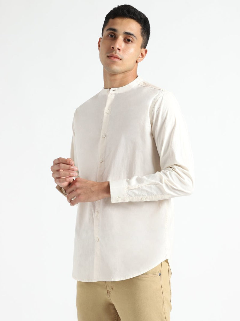Buy Organic Cotton & Naturally Dyed Mens Round Neck Light Cream Shirt | Shop Verified Sustainable Products on Brown Living