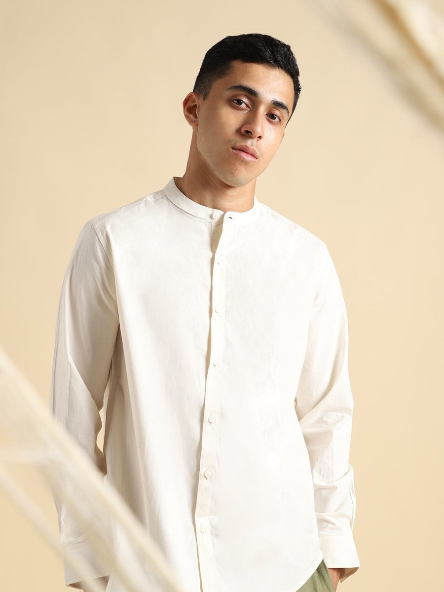 Light Cream Shirt - Organic Cotton & Naturally Dyed - Round Neck | Verified Sustainable by Brown Living™