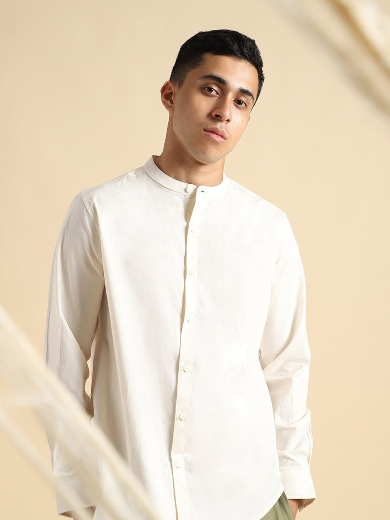Buy Organic Cotton & Naturally Dyed Mens Round Neck Light Cream Shirt | Shop Verified Sustainable Products on Brown Living