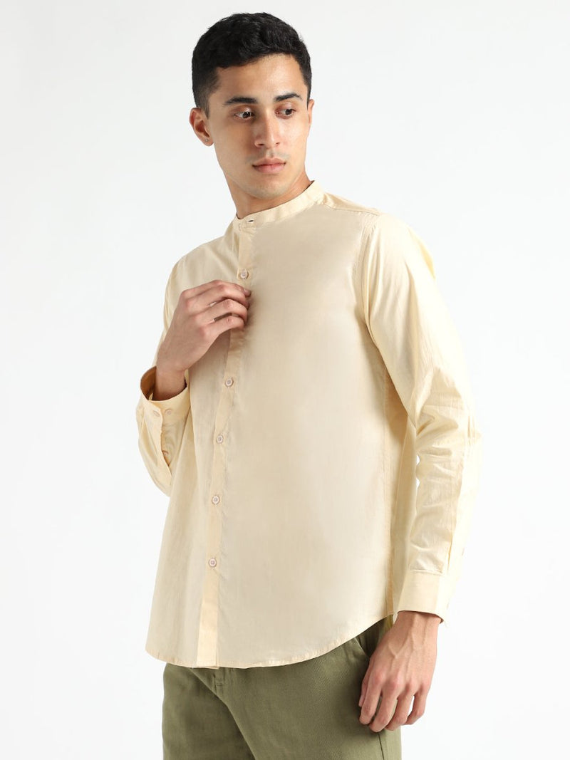 Buy Organic Cotton & Naturally Dyed Mens Round Neck Pale Apricot Shirt | Shop Verified Sustainable Mens Shirt on Brown Living™
