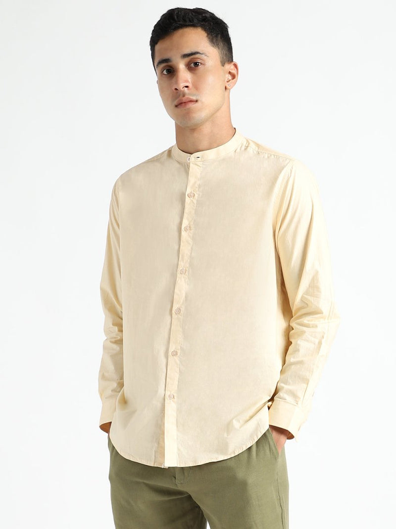 Buy Organic Cotton & Naturally Dyed Mens Round Neck Pale Apricot Shirt | Shop Verified Sustainable Products on Brown Living