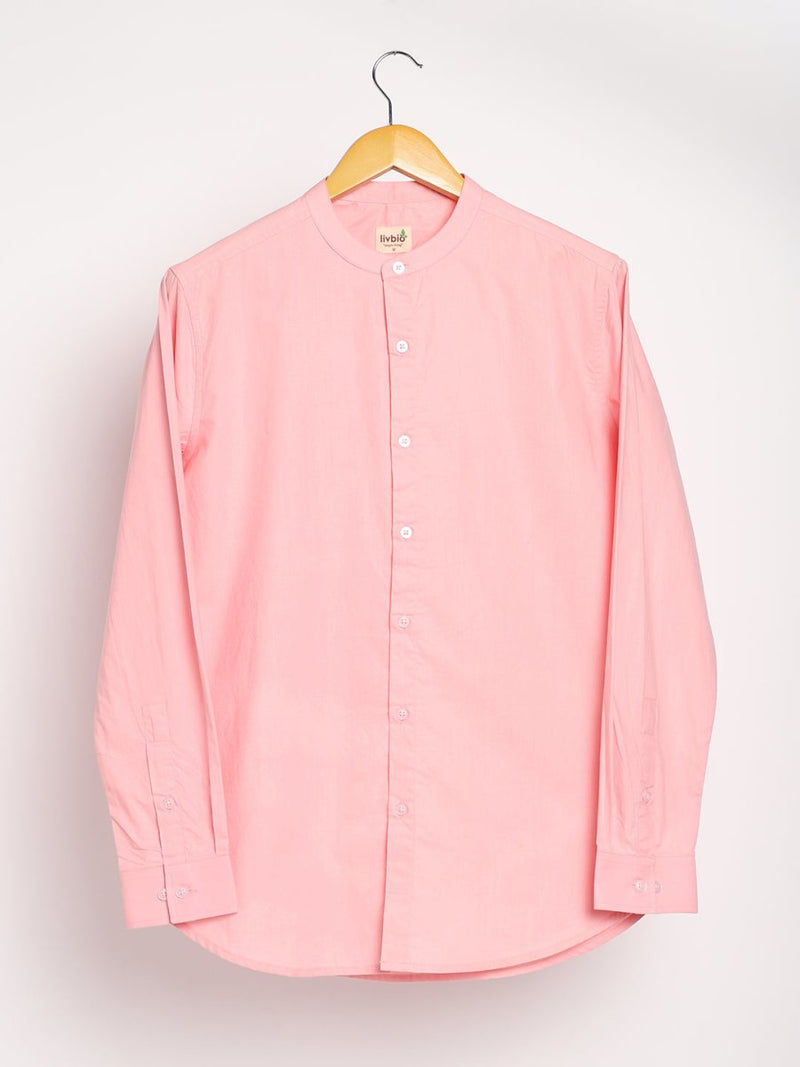 Buy Organic Cotton & Naturally Dyed Mens Round Neck Pink Shirt | Shop Verified Sustainable Mens Shirt on Brown Living™