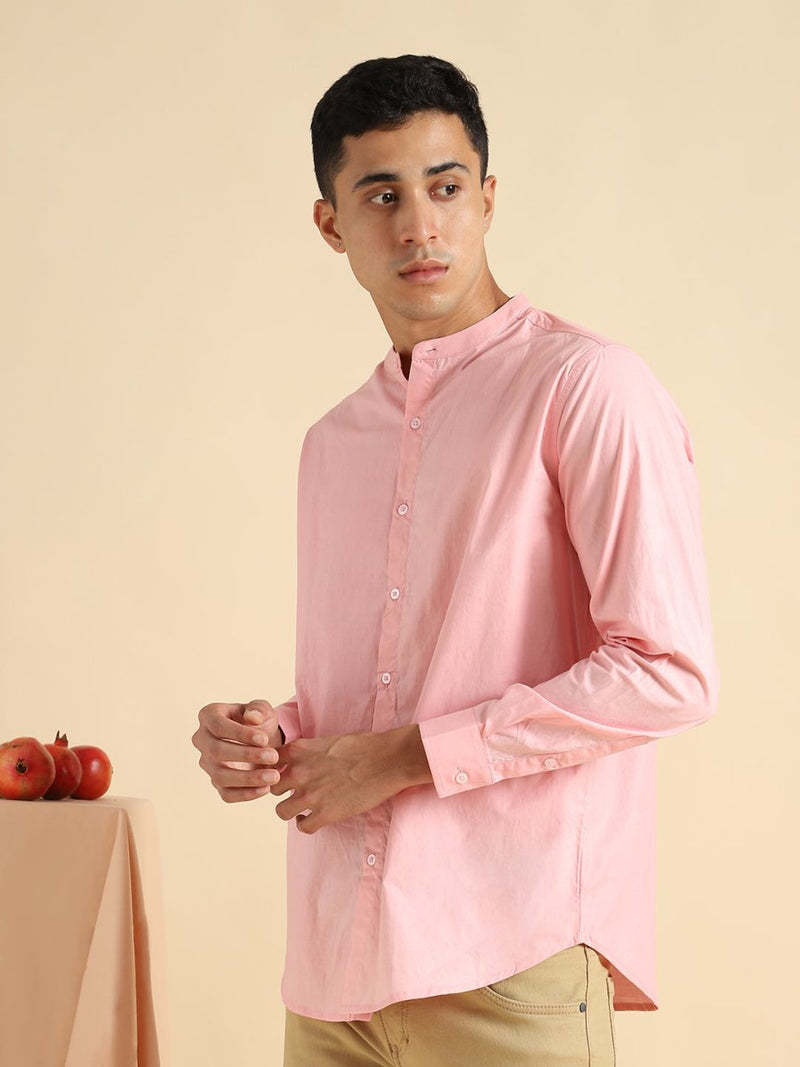 Buy Organic Cotton & Naturally Dyed Mens Round Neck Pink Shirt | Shop Verified Sustainable Products on Brown Living