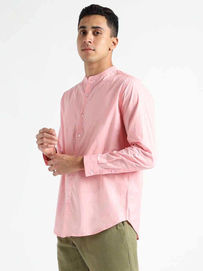 Buy Organic Cotton & Naturally Dyed Mens Round Neck Pink Shirt | Shop Verified Sustainable Mens Shirt on Brown Living™