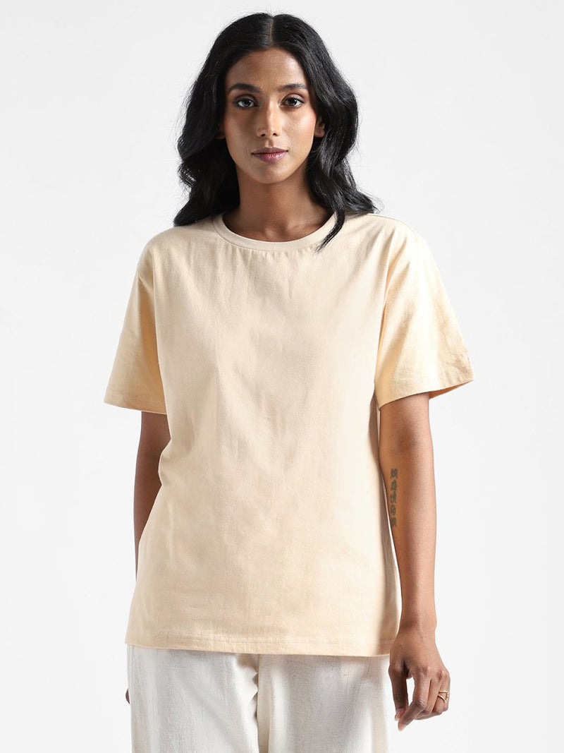 Buy Organic Cotton & Naturally Dyed Rust Cream Women'sT-shirt | Shop Verified Sustainable Products on Brown Living