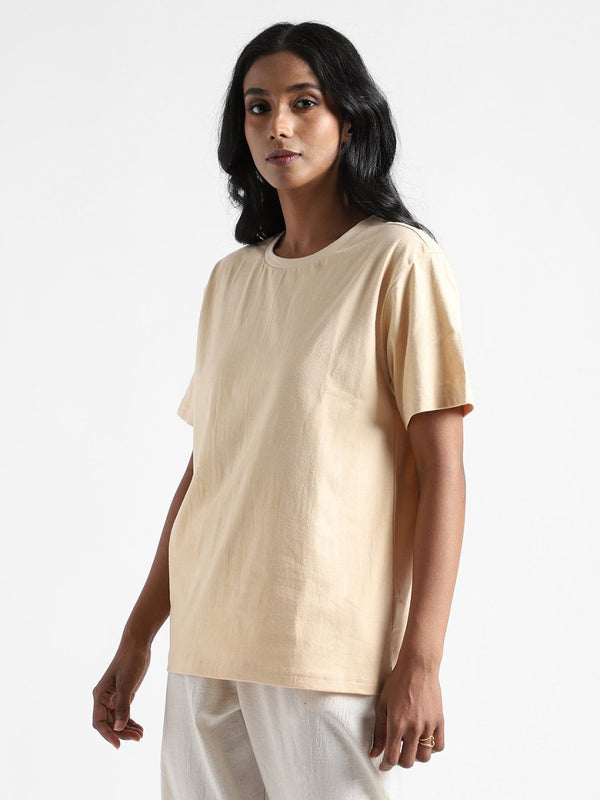 Buy Organic Cotton & Naturally Dyed Rust Cream Women'sT-shirt | Shop Verified Sustainable Products on Brown Living