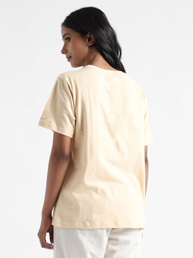 Buy Organic Cotton & Naturally Dyed Rust Cream Women's T-shirt | Shop Verified Sustainable Womens T-Shirt on Brown Living™