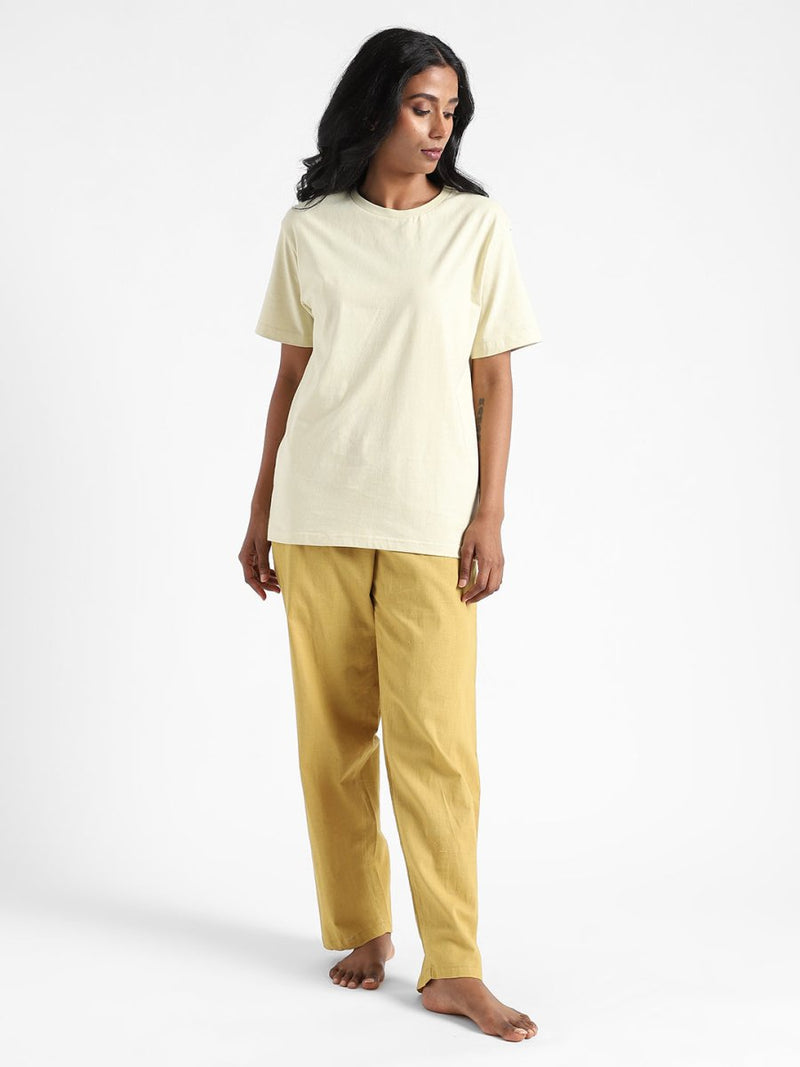 Buy Organic Cotton & Naturally Dyed Turmeric Yellow Women's T-shirt | Shop Verified Sustainable Womens T-Shirt on Brown Living™