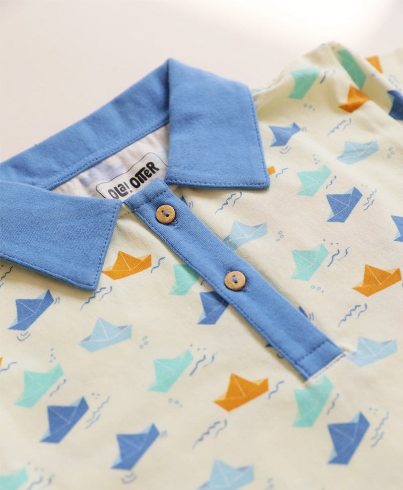 Buy Organic Cotton Polo T-Shirt- Paper Boat | Shop Verified Sustainable Kids Shirts on Brown Living™