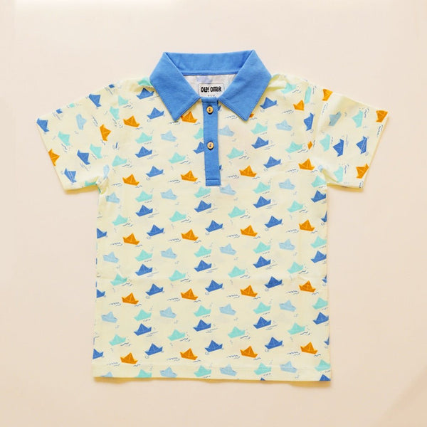 Buy Organic Cotton Polo T-Shirt- Paper Boat | Shop Verified Sustainable Kids Shirts on Brown Living™