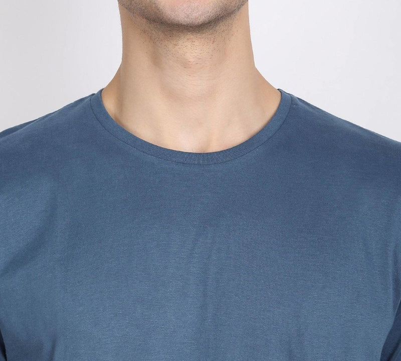 Buy Organic Cotton Round-Neck Classic Blue Men's T-shirt | Shop Verified Sustainable Products on Brown Living