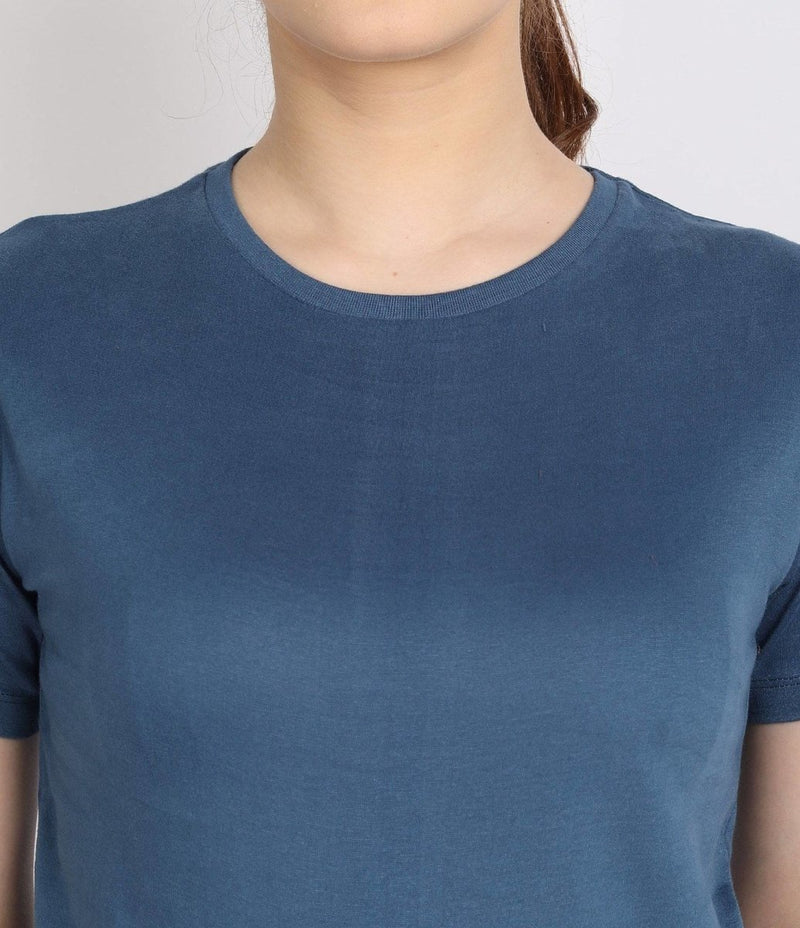 Buy Organic Cotton Round-Neck Classic Blue Women's T-shirt | Shop Verified Sustainable Products on Brown Living