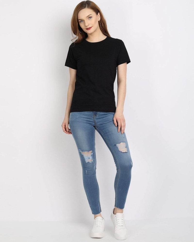 Buy Organic Cotton Round-Neck Iconic Black Women's T-shirt | Shop Verified Sustainable Products on Brown Living