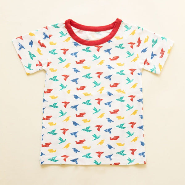 Buy Organic Cotton Round Neck Oversize Tee- Gummy Birds | Shop Verified Sustainable Kids Shirts on Brown Living™