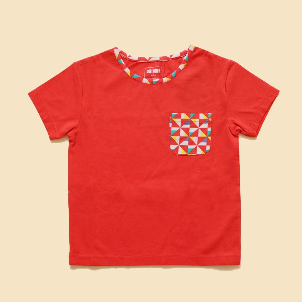 Organic Cotton Round Neck Pocket Tee - Pinwheel Parade | Verified Sustainable by Brown Living™