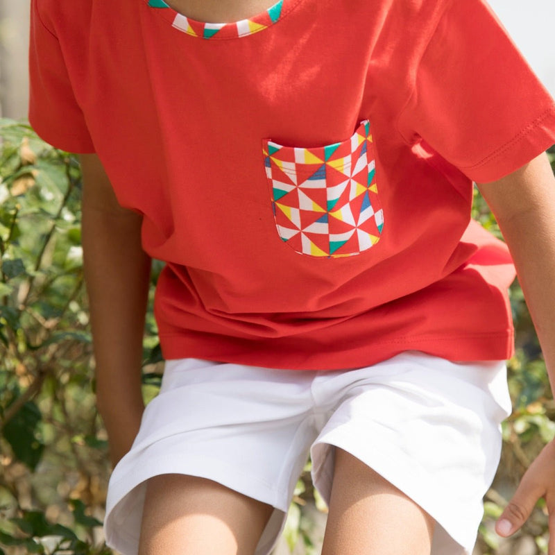 Buy Organic Cotton Round Neck Pocket Tee- Pinwheel Parade | Shop Verified Sustainable Kids Shirts on Brown Living™