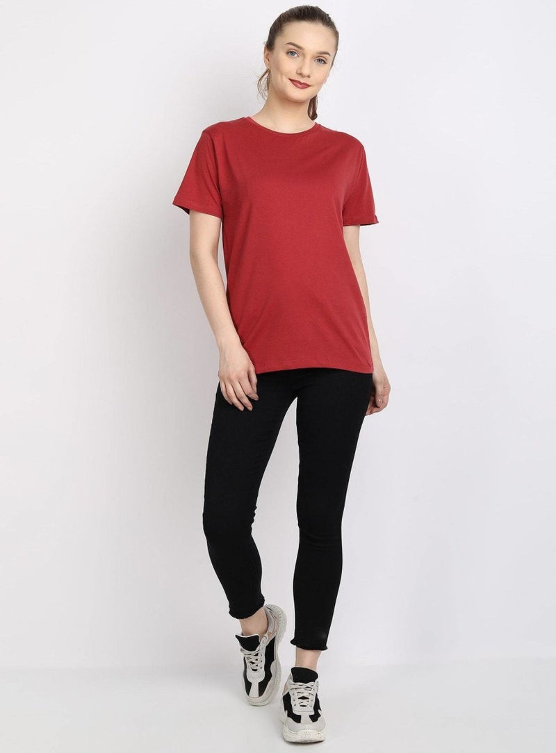 Buy Organic Cotton Round-Neck Sun Red Women's T-shirt | Shop Verified Sustainable Products on Brown Living