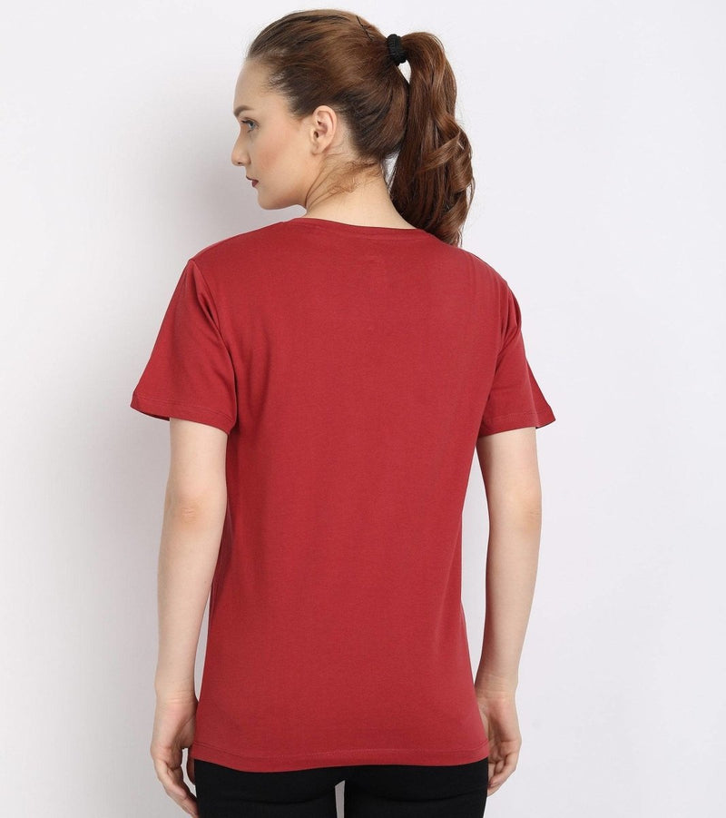 Buy Organic Cotton Round-Neck Sun Red Women's T-shirt | Shop Verified Sustainable Products on Brown Living
