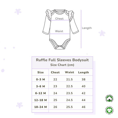 Organic Cotton Ruffle Full Sleeve Bodysuit - Breezy Daisy | Verified Sustainable by Brown Living™