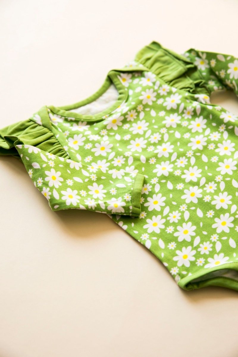 Organic Cotton Ruffle Full Sleeve Bodysuit - Breezy Daisy | Verified Sustainable by Brown Living™