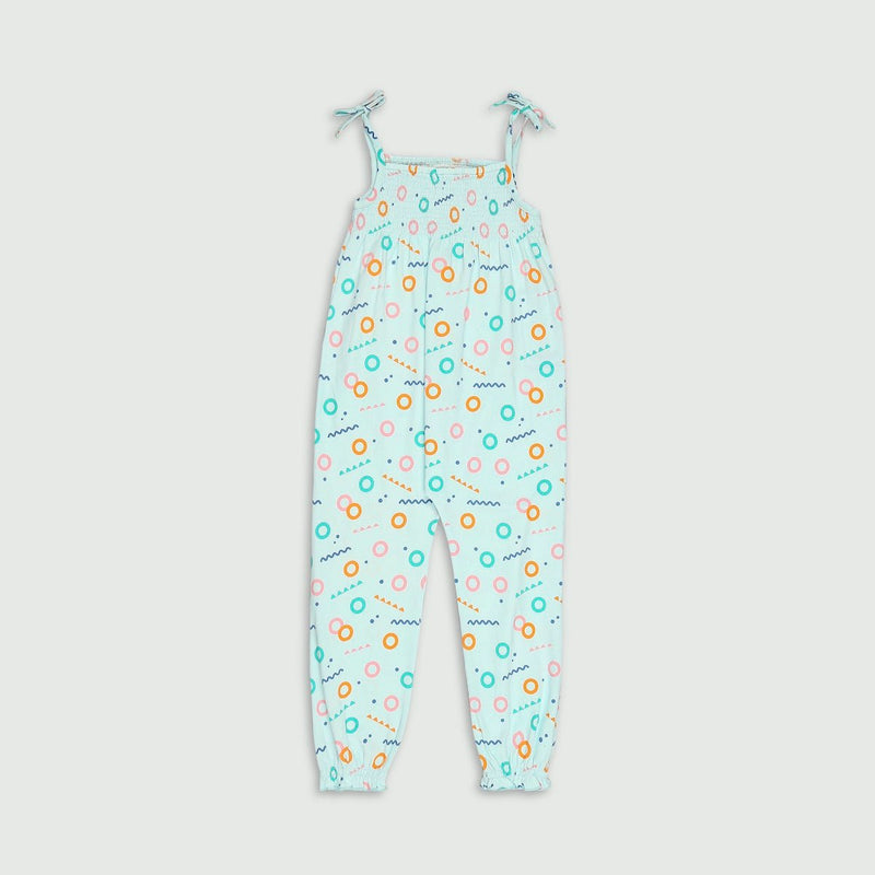 Buy Organic Cotton Smocked Jumpsuit- Free Float | Shop Verified Sustainable Kids Frocks & Dresses on Brown Living™