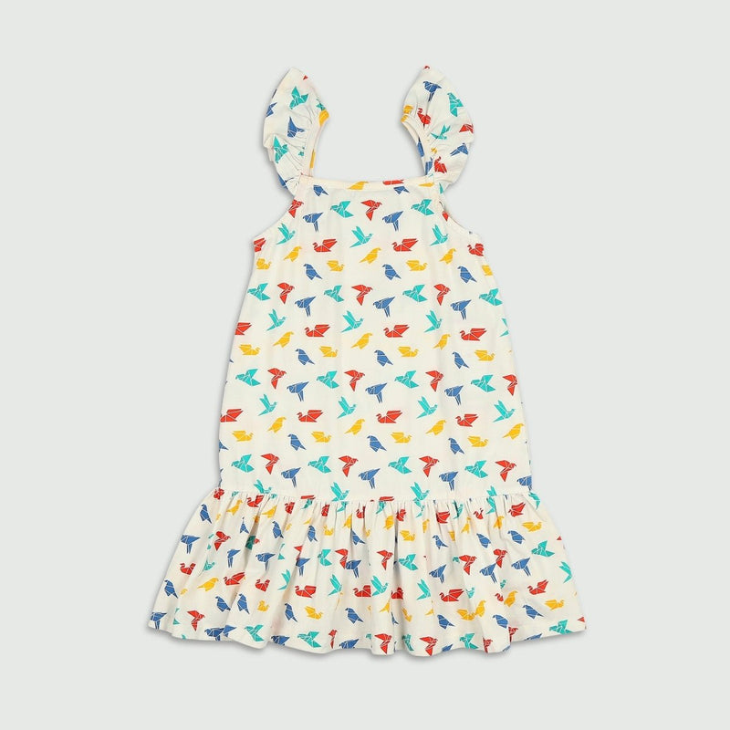 Buy Organic Cotton Strap Dress- Gummy Birds | Shop Verified Sustainable Kids Frocks & Dresses on Brown Living™