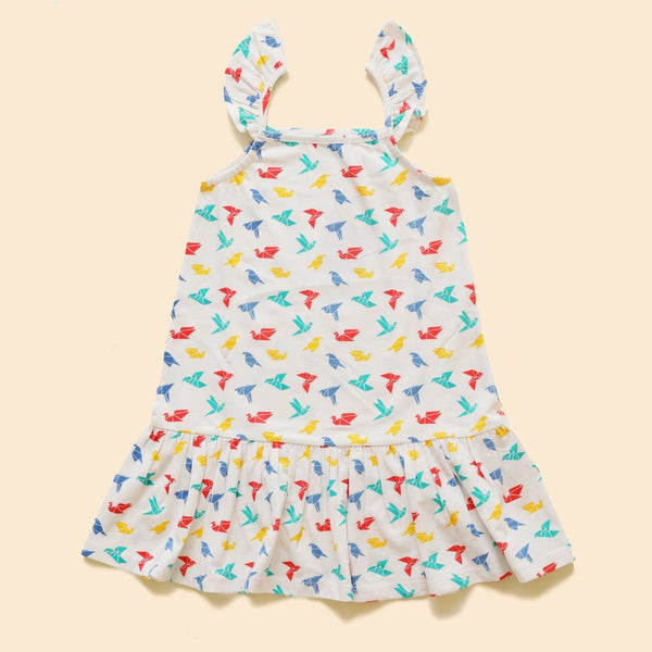 Buy Organic Cotton Strap Dress- Gummy Birds | Shop Verified Sustainable Kids Frocks & Dresses on Brown Living™
