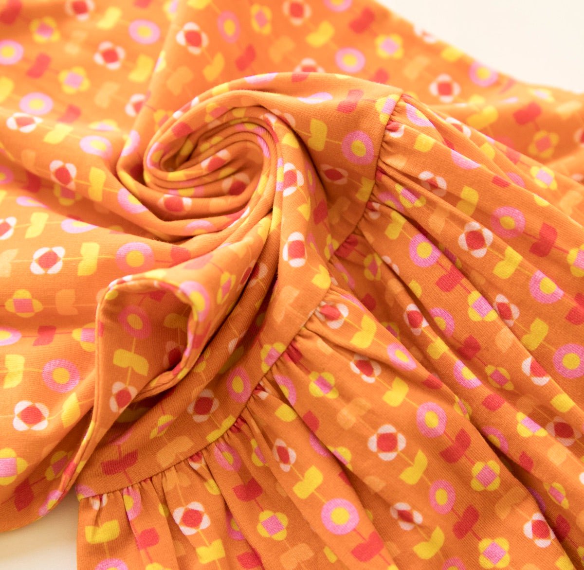 Organic Cotton Strap Dress - Indian Flora Orange | Verified Sustainable by Brown Living™