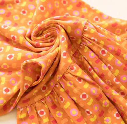Organic Cotton Strap Dress - Indian Flora Orange | Verified Sustainable by Brown Living™