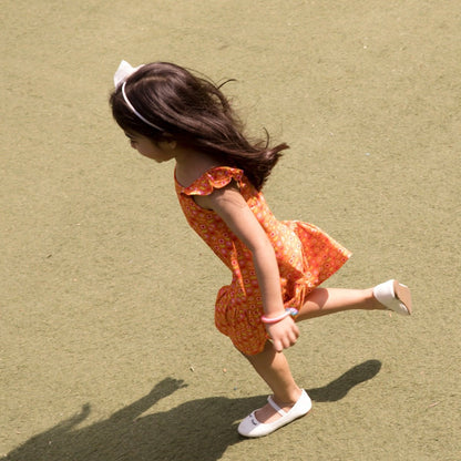 Organic Cotton Strap Dress - Indian Flora Orange | Verified Sustainable by Brown Living™